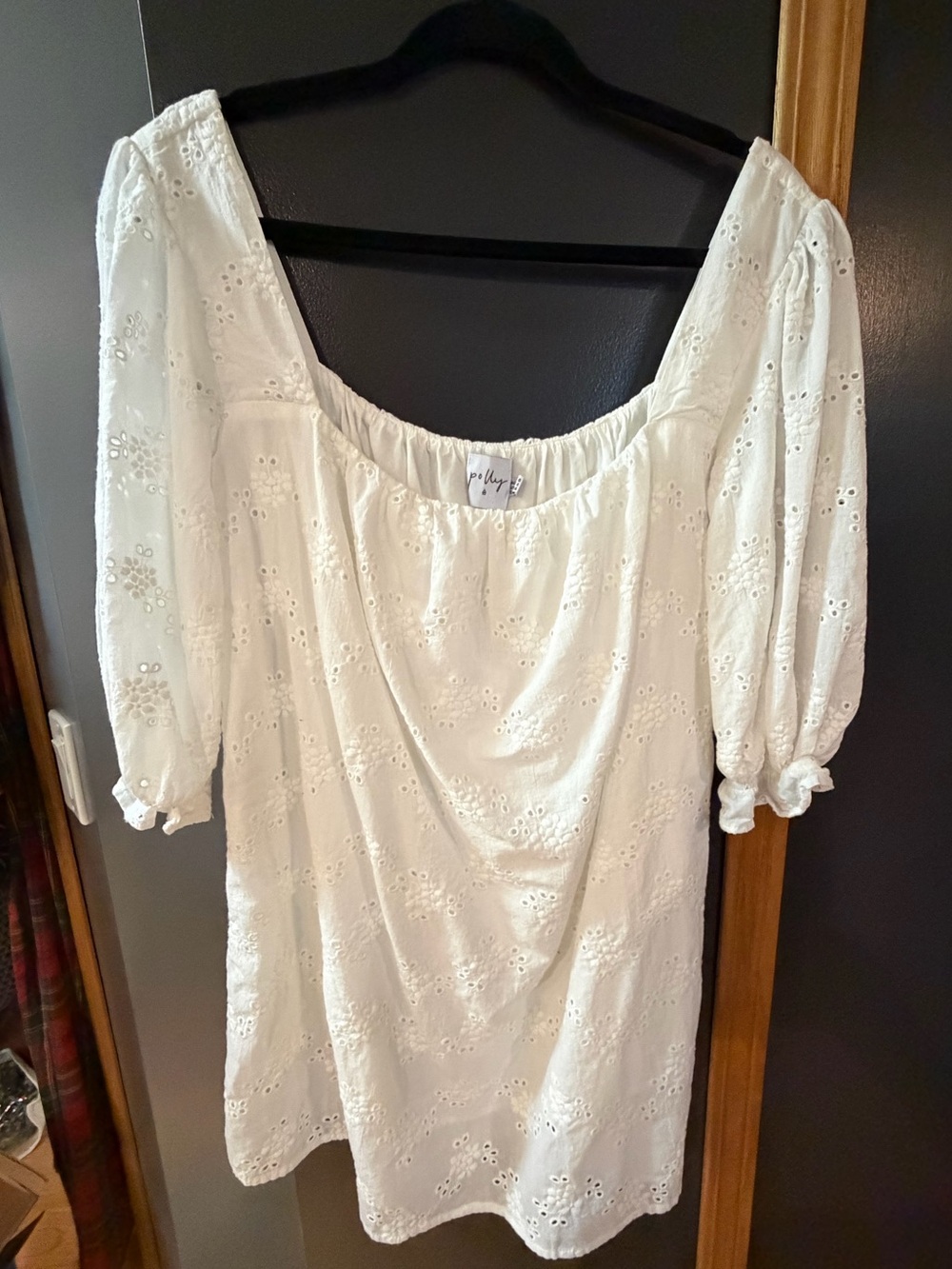 Princess Polly White Eyelet Puff Sleeve Square Neck Top